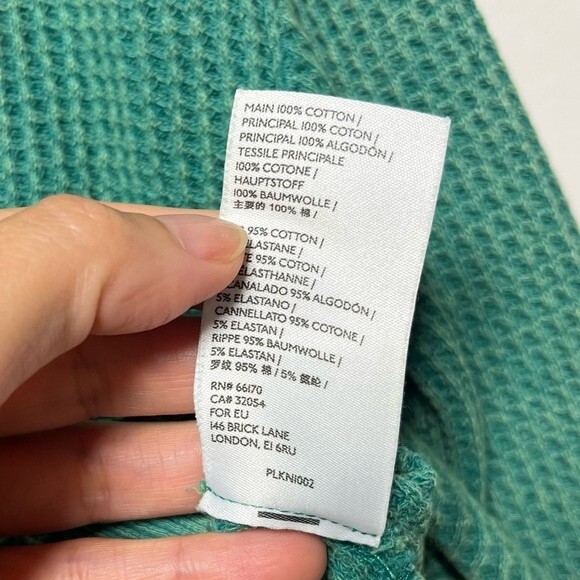 Anthropologie Saturday/Sunday Aliana Waffle Pullover in Blue Green M NWOT - Picture 8 of 14